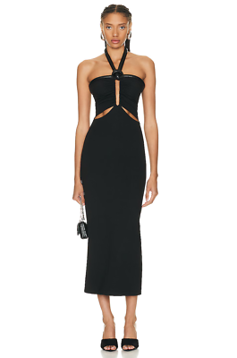 David Koma Chest Buckle & Knot Detail Cutout Midi Dress in Black UK 6 NWT  $1006 | eBay