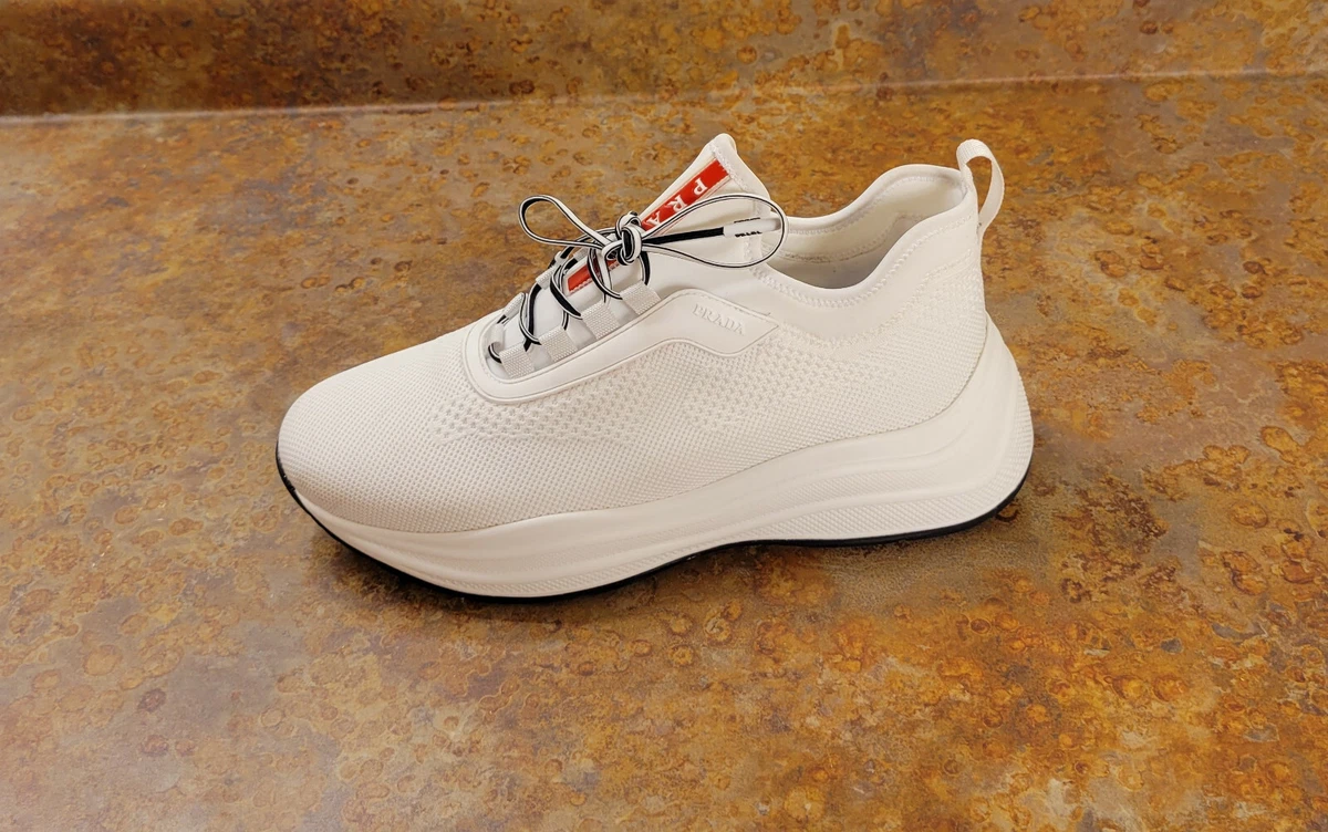 New Prada America s Cup Sneaker White Nylon Womens 11.5 US 41.5 Eur MSRP 750