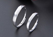 B22 Damen Herren Ring 2 Partner Eheringe Sterling Silber 925 größenverstellbar