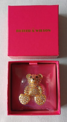 Butler And Wilson Teddy Bear Brooch Gold Crystals NEW BOXED