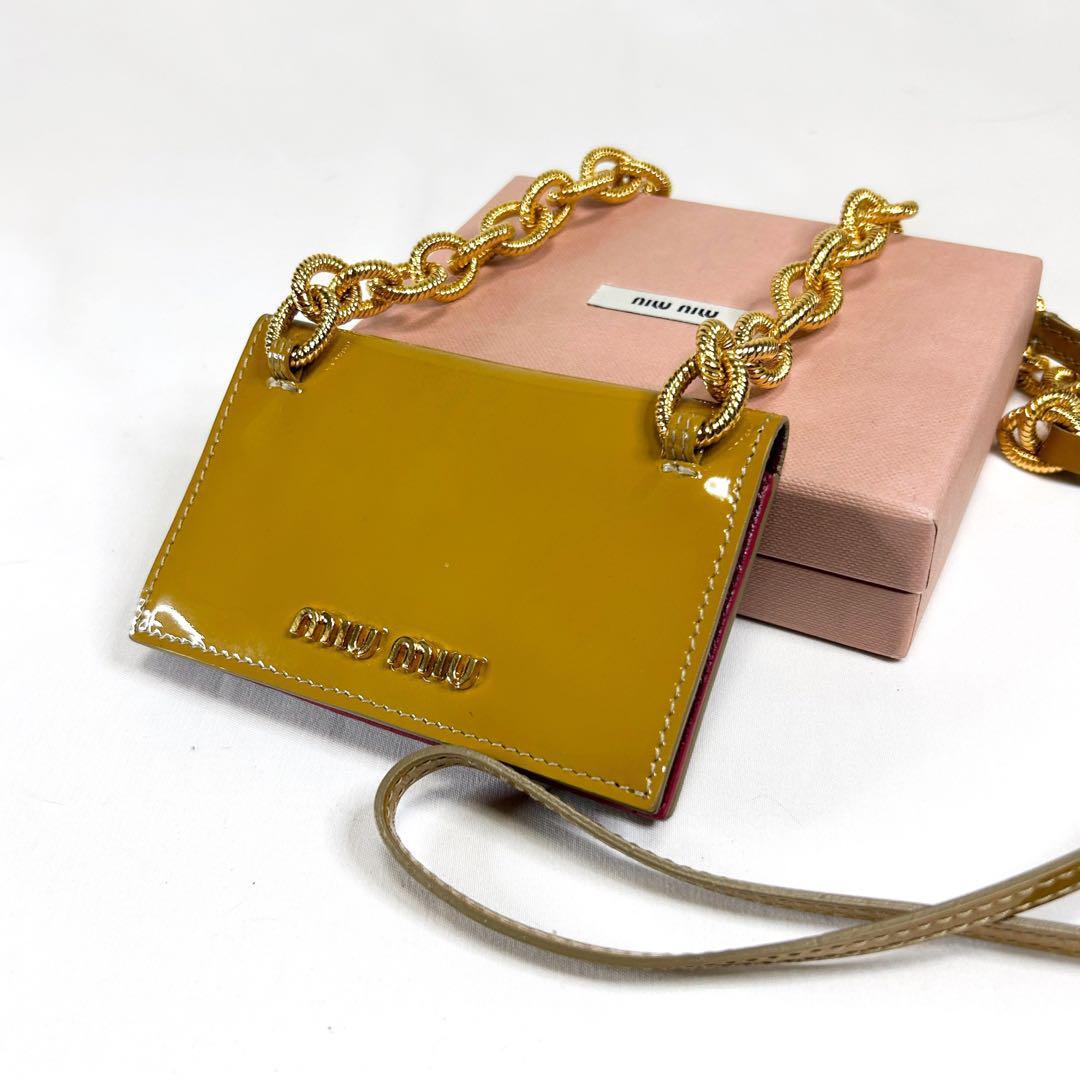 Miu Miu Chain Wallet Coin Case Card Case MiniWallet Gold Hardware