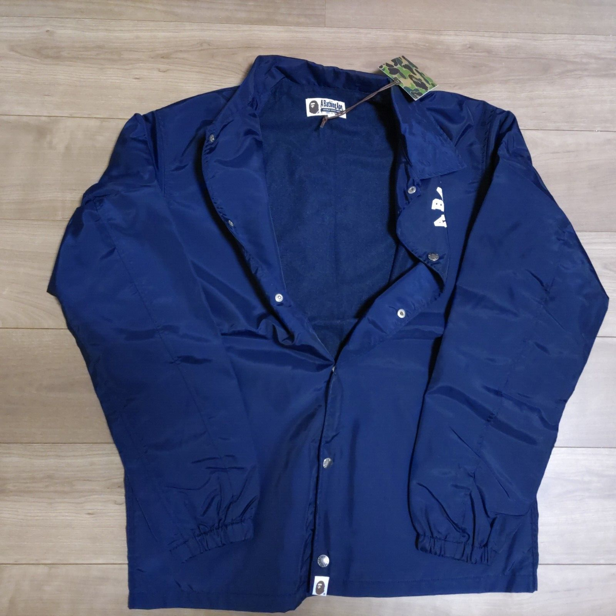 A BATHING APE BAPE Men COLLEGE COACH JACKET Navy Blue M size A BATHING APE BAPE Men COLLEGE COACH JACKET Navy Blue M size