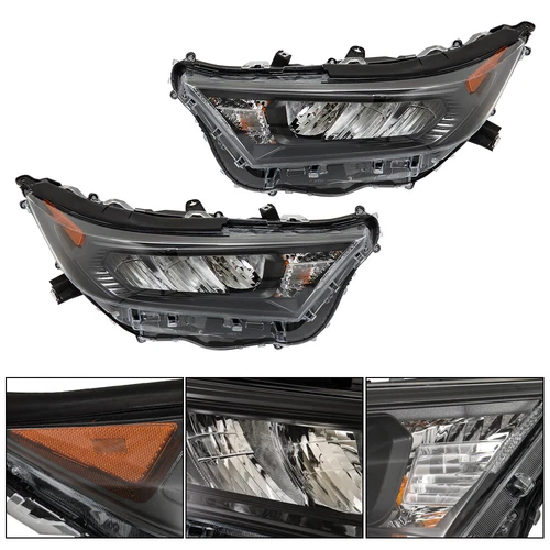Headlight Assembly For 2019-2022 Toyota RAV4 LE XLE LED Black Left+Right Side - Picture 3 of 11