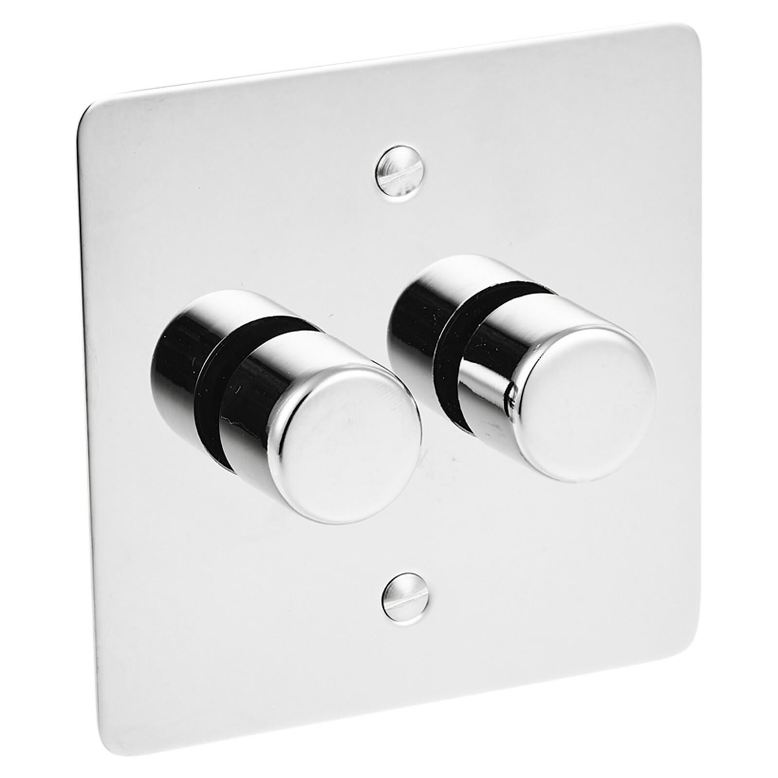 Volex Crabtree 2 Gang Metal Dimmer Light Switch Round Push Toggle