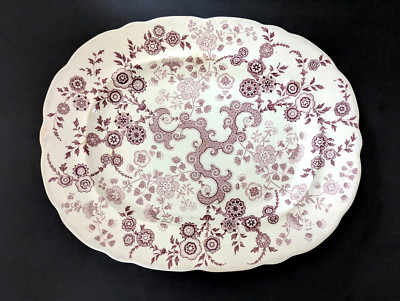 Rare Antique Mulberry Transferware Platter 'Flosculous'  W.Ridgway Staffordshire
