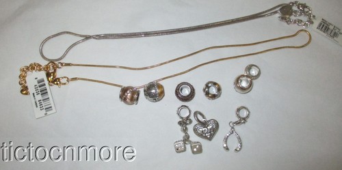 RETIRED BRIGHTON BRACELET CHARMS GOLDEN SILVER TWO TONE CZ CHARMS CHAINS