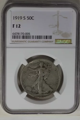 1919-S .50  NGC  F12  Walking Liberty, Half Dollar, Lady Liberty Half