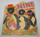 Vintage Unused MIA NINE-YEAR-OLD Birthday Card ANTHROPOMORPHIC PENGUINS England — photo 1
