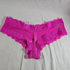 Victoria's Secret PINK Extra Low Rise Cheekster Large Fuchsia Bling Heart Sheer