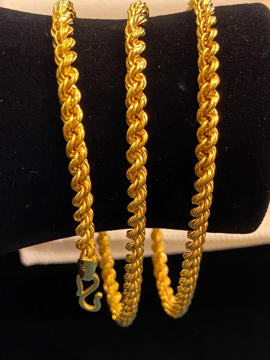 Vintage Handmade Dubai Unisex Rope Chain Necklace In 916 Solid 22K