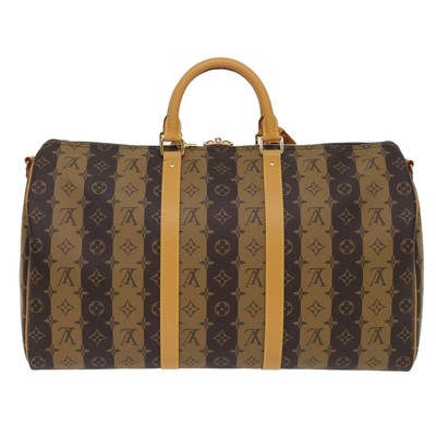 LOUIS VUITTON Monogram Stripe Keepall Bandouliere 50 Bag M45967 LV