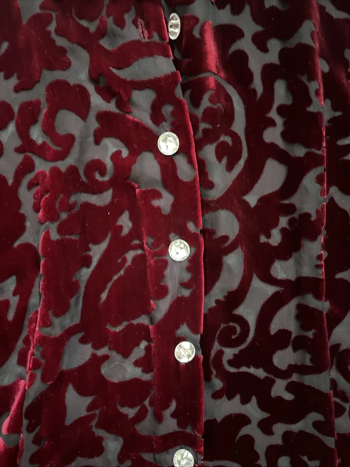 Camisa Merona Vintage Mezcla Seda Terciopelo Rayón Imitación Estrás Botón Mujer Talla M Foto 4 de 4