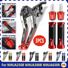 For NINJA 250R NINJA 300R NINJA650R CNC Handle Grips Cap Brake Clutch Levers New
