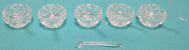 Vintage SALT DIP SET 5 Salt Dips & 6 Spoons BOXED SET