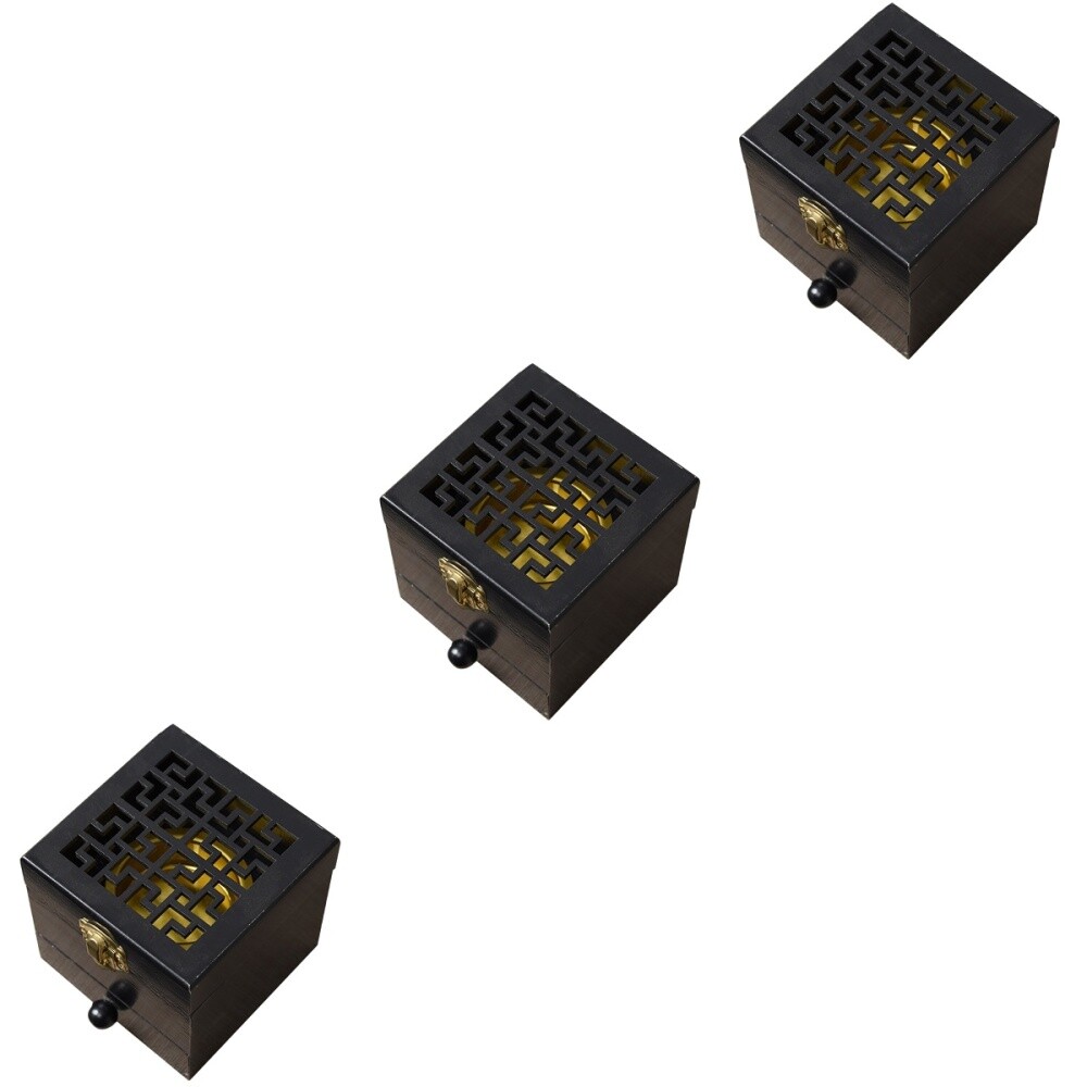 3 Pack Räuchergefäß Schachtel Kerzenwärmer Aromatherapie-Box Aus Holz