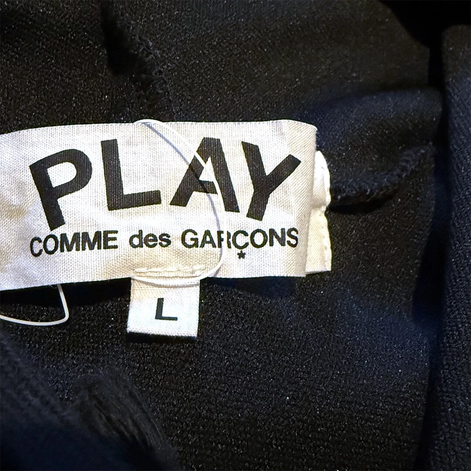 Comme Des Garçons Play Hoodie Sweatshirt Solid Black sz LARGE - Image 4 of 4