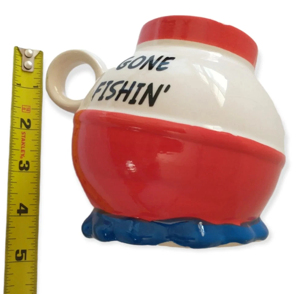 Señuelo de pesca Bobber taza de cerámica taza de café taza Gone Fishin Bigmouth Inc té 20 oz Foto 2 de 4