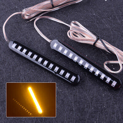 2x 12LED Motorcycle Turn Signal Amber Lights Strip Blinkers Waterproof Taillight