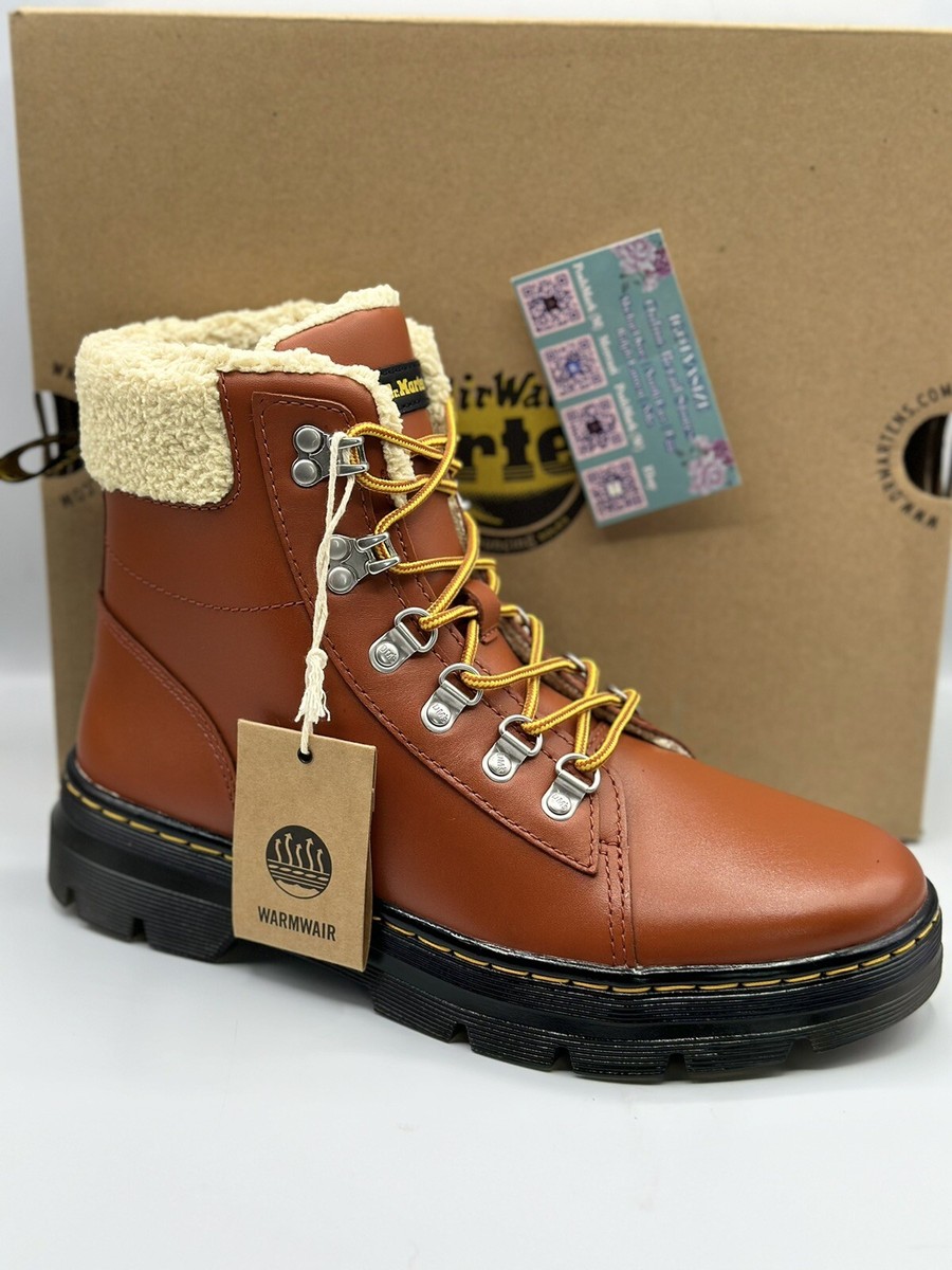 Martens Combs Faux Fur Lined Brown Boots Women's Size