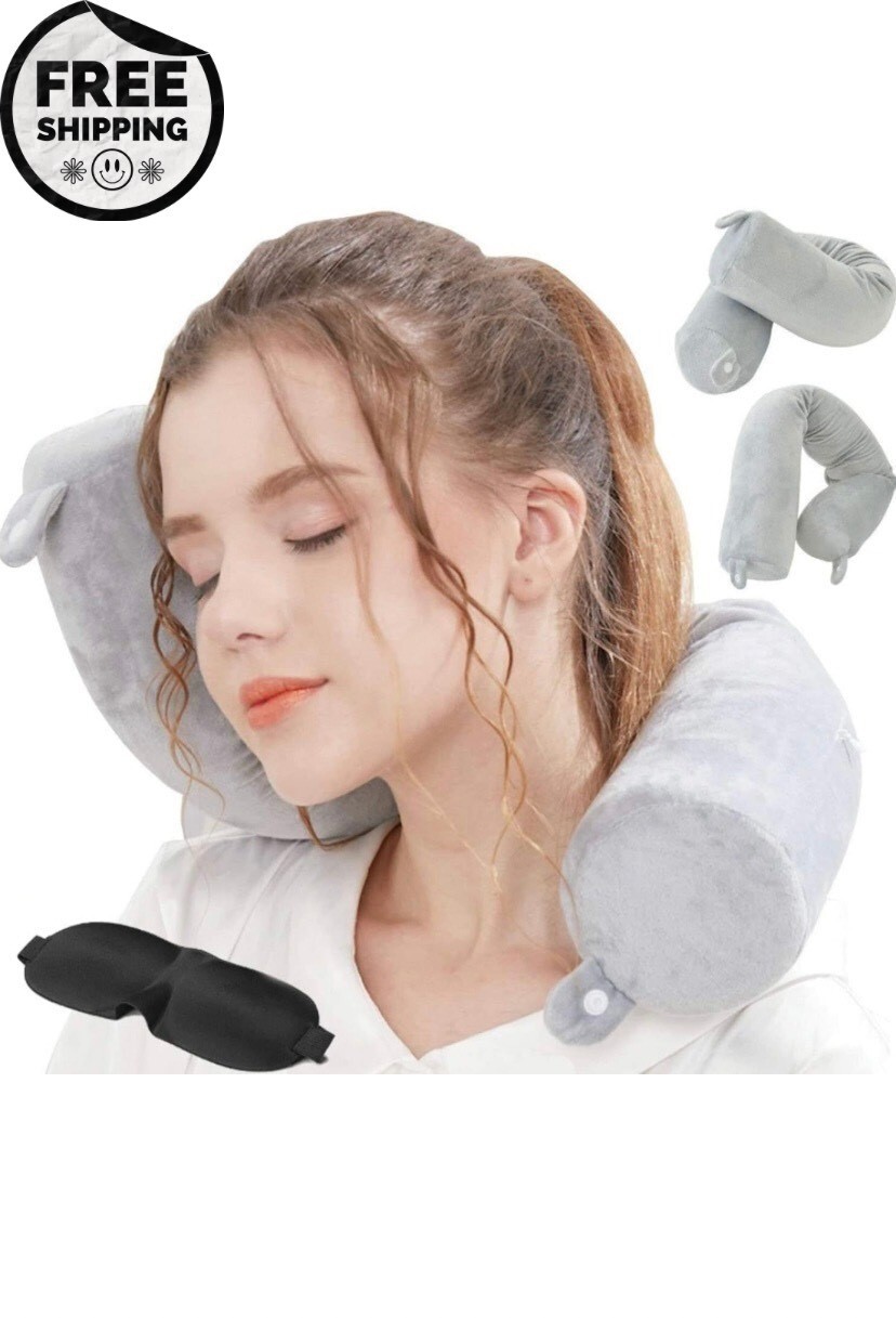 Travel Pillow - Twist Memory Foam Neck Support Pillow for Neck, Chin, Waist, and-image