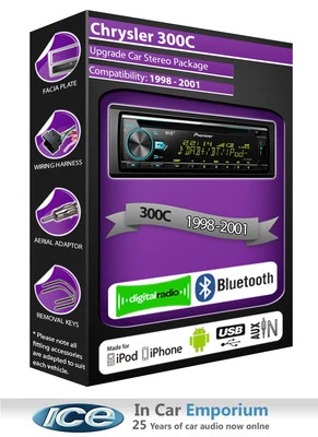 Chrysler 300C DAB Radio ,Pioneer CD Stéréo USB Auxiliaire Lecteur,Bluetooth Kit - Photo 1/4