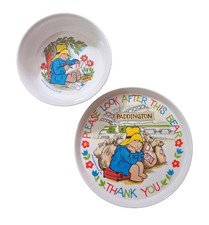 Vintage Paddington Bear Plastic Plate  Bowl Set SiLite Eden Toys 1983
