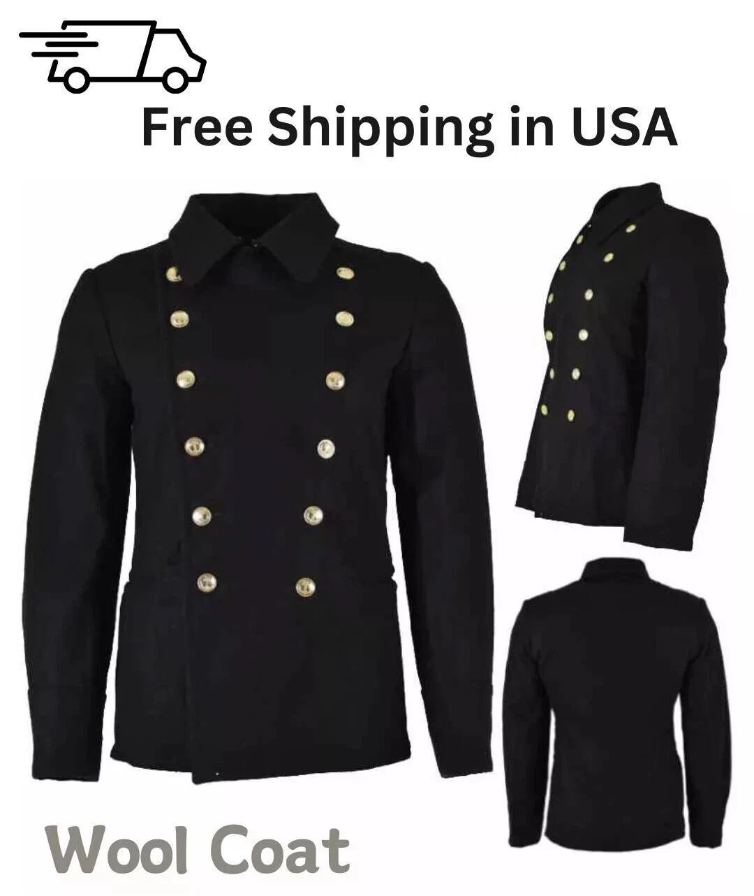 Soviet Russian Army Jacket Military Officer uniform Black Navy Short Coat - product detail image 1