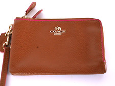 Coach Small Tan Leather Wristlet Wallet