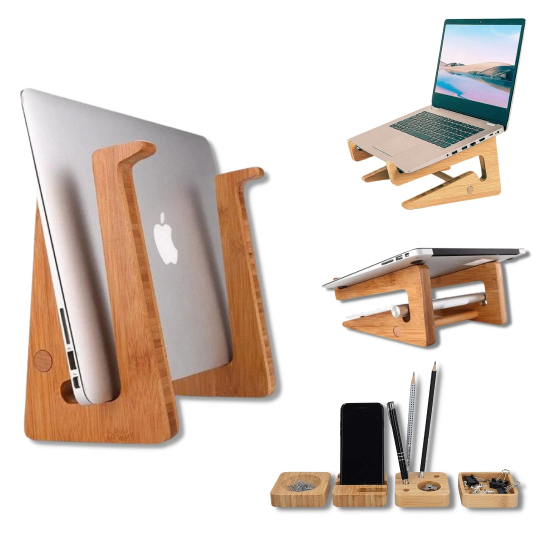 Wood Laptop Vertical Stand for Desk