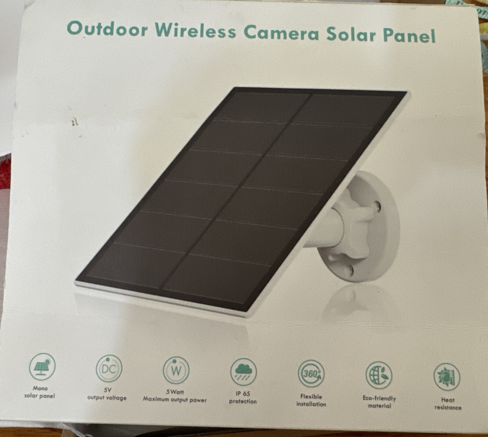 5 Watt Outdoor Camera Solar Panel New Opened Box