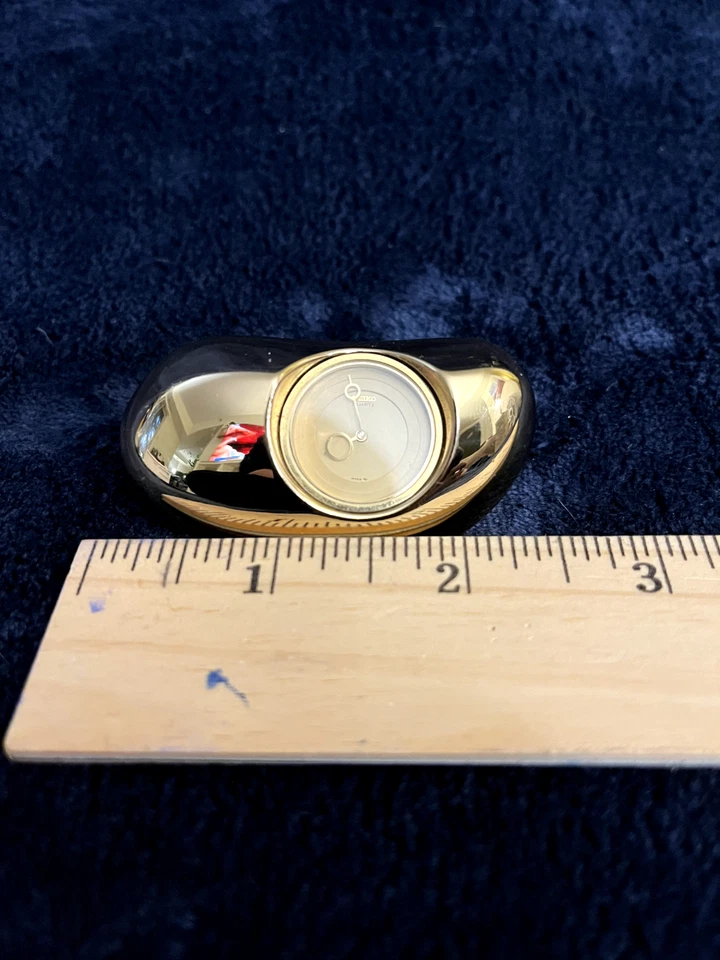 Ретро Bean Seiko металлический стол настольные часы пресс-папье кварц золотой цвет декор - Изображение 2 из 4