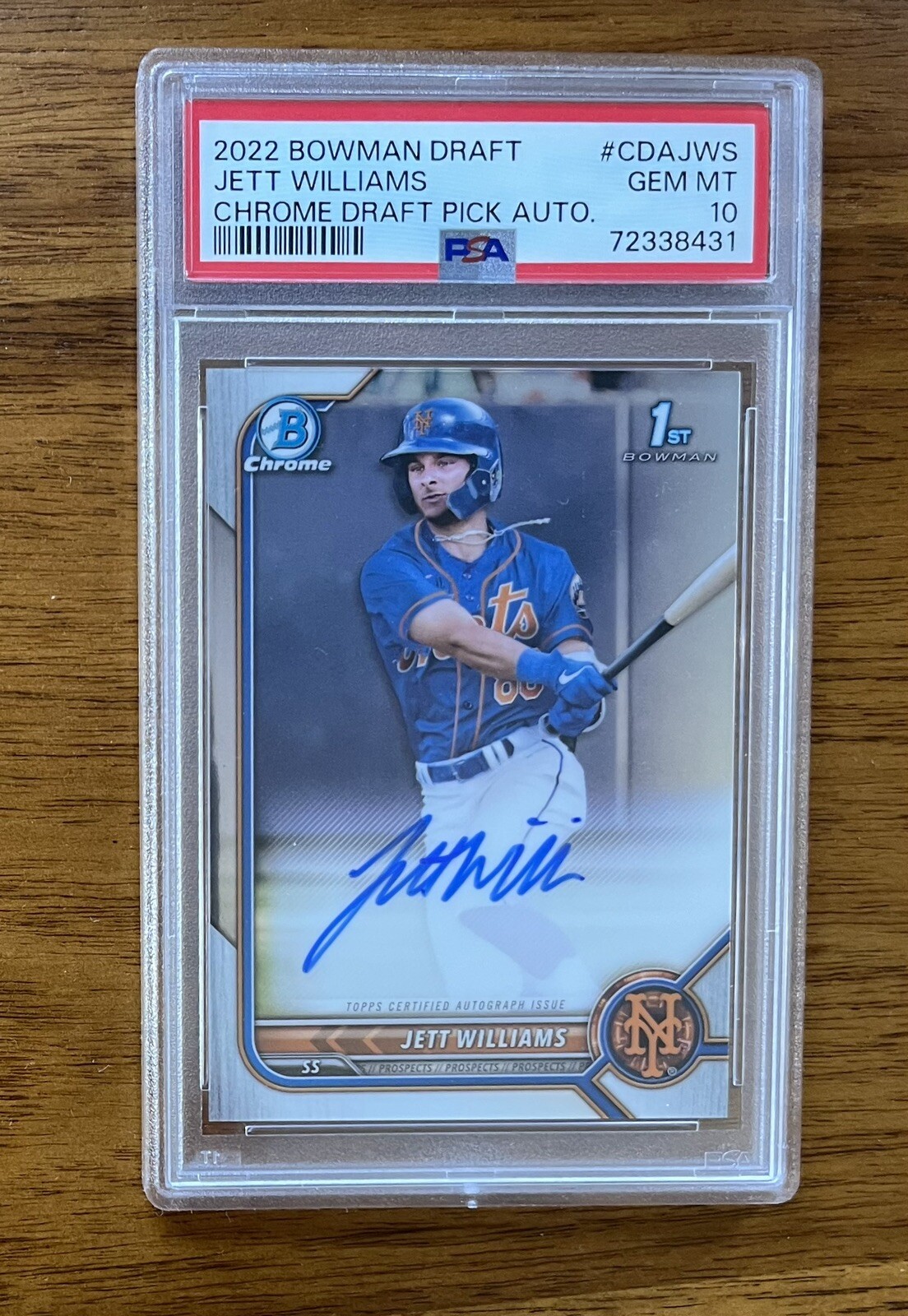 JETT WILLIAMS 2022 Bowman Draft 1st Chrome Auto CDAJWS PSA 10 Gem Mint Mets