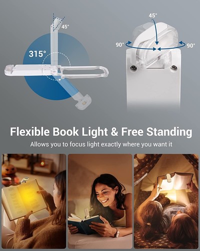 DEWENWILS USB Rechargeable Book Reading Light, Warm White, Brightness Adjustable - Picture 4 of 7