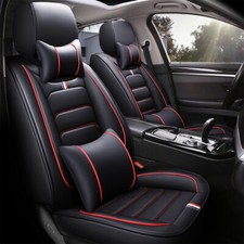 Car Seat Covers Full Set 5 Seat Pu Leather Frontrear Split Bench Back Protector