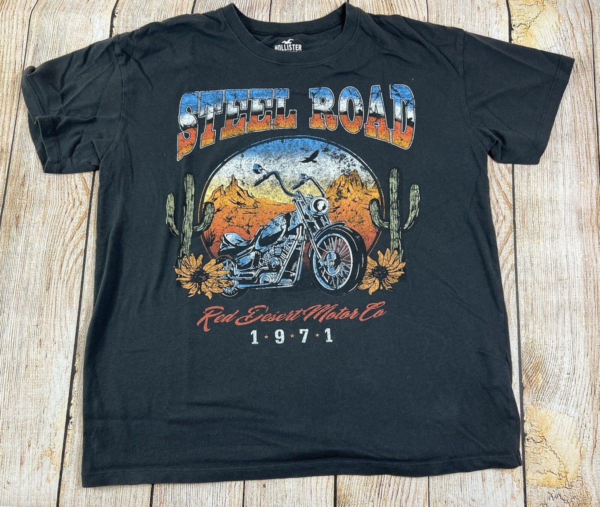 Women's Hollister California Steel Road Motorcycle Shirt Grey Size