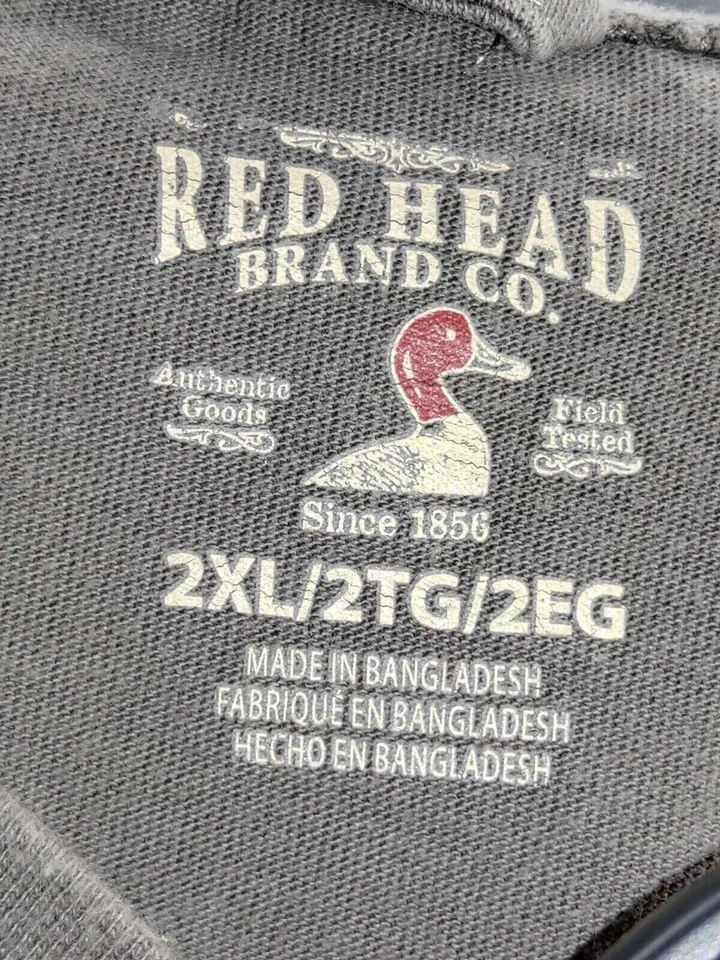 Red Head Mens Size 2XL Color Grey Short Sleeves 3 Button Up Crew Neck T Shirt - Image 3 of 4