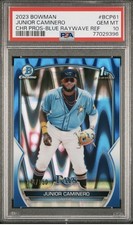 PSA 10 JUNIOR CAMINERO 2023 Bowman 1st Chrome BLUE RAYWAVE REFRACTOR/150 RC