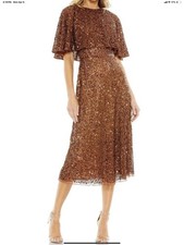 MacDuggal Sequin Bronze Cape Cocktail Formal dress Gown