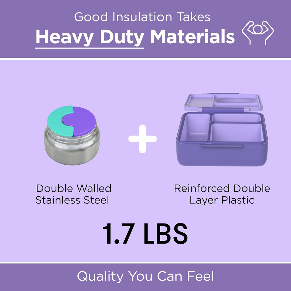 Box Bento Box for Kids - Insulated Bento Lunch Box with Leak Proof Vacuum Insula