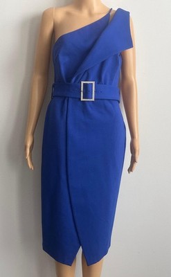 Lavish Alice Royal Blue One Shoulder Belted Dress Size 8