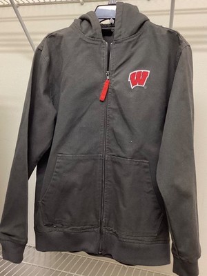 NEW Wisconsin Badgers Gray JACKET W Hoodie Jacket Men s XL MSRP 69.99