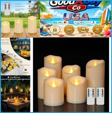 NEW Flameless Candles Set of 6 Realistic Pillar Ivory LED Remote Timer
