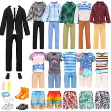 Boy Doll Clothes  Accessories Set Black Suit Dress Shoes Hat Classic Doll