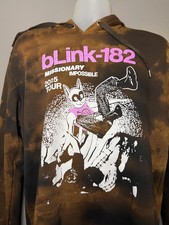Blink-182 Hoodie Mens Large Brown Bleach Missionary Impossible 2025 Tour Graphic