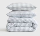 Nwot Quince Full Queen Duvet Organic Cotton Blue Fog Gingham 2 Shams Percale