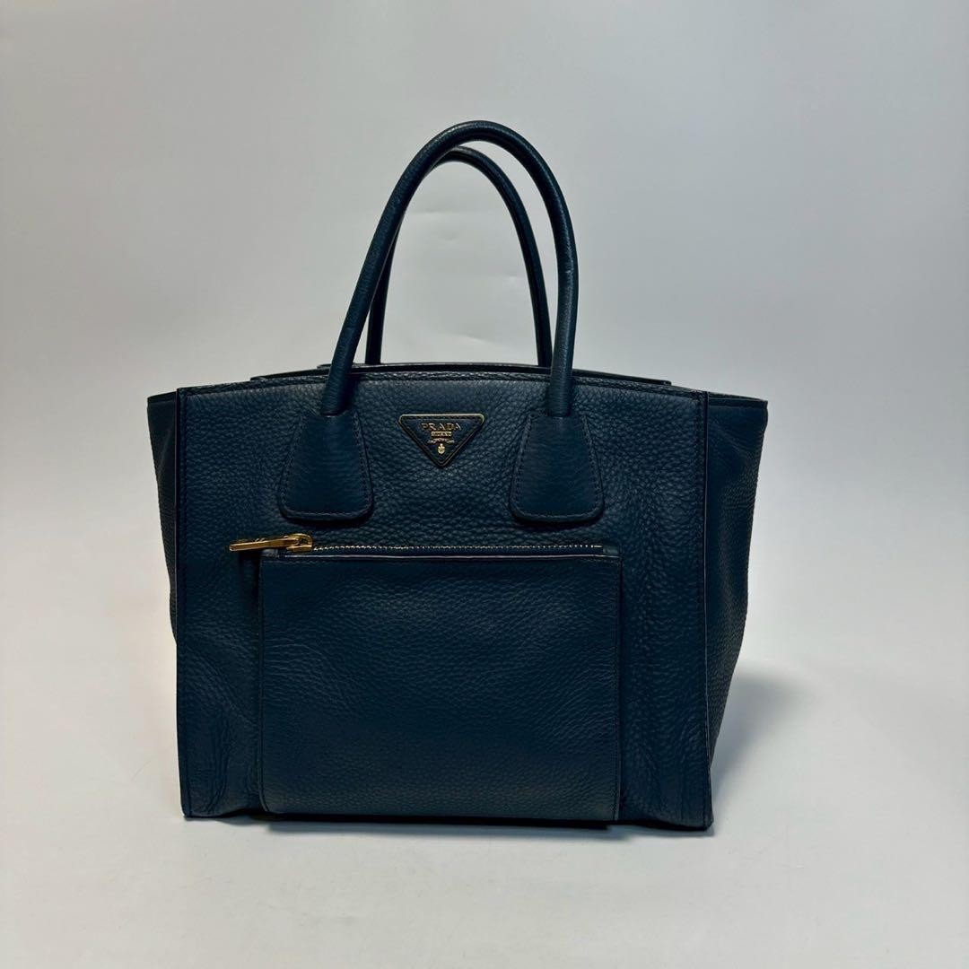 Prada Triangle Logo Vittello 2-Way Shoulder Bag Leather Women Used Authentic thumbnail 2