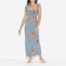 Wild Fable Blue Floral Flounce Sleeve Maxi Dress Size Small New