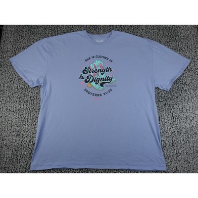 Blessed Girl Graphic T-Shirt Womens 3X Blue Good Proverbs 31:25 Cowboy Boots Tee