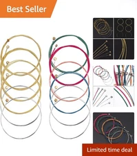 2 Sets of 6 Custom Light Acoustic Guitar Strings – Beautiful Multicolor & Yellow