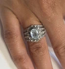 Large Vintage Sterling Silver Blue Topaz Statement Ring Size 6 Victorian Style